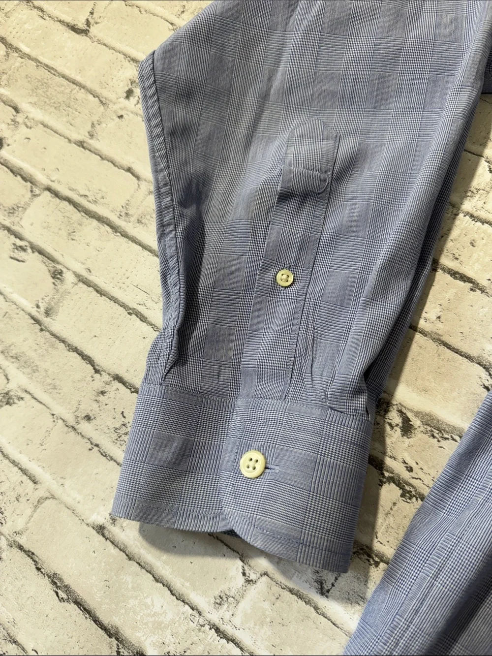VINTAGE j. Crew mens 16 36 blue oarsman glen plaid dress shirt EUC